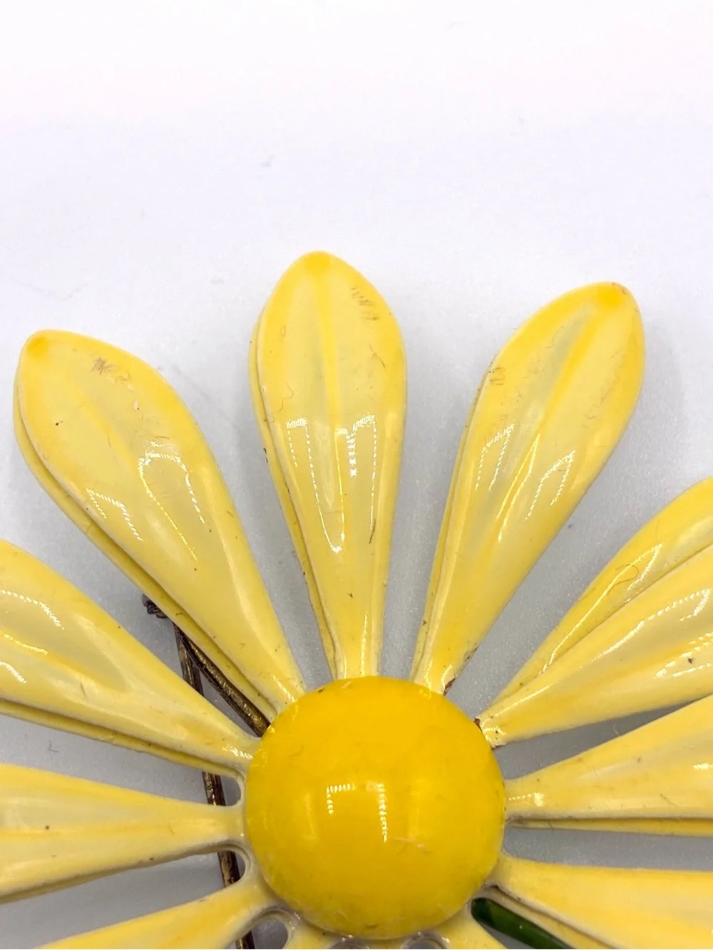 Vintage Yellow Daisy Flower Brooch Enamel Mid Century Floral Pin